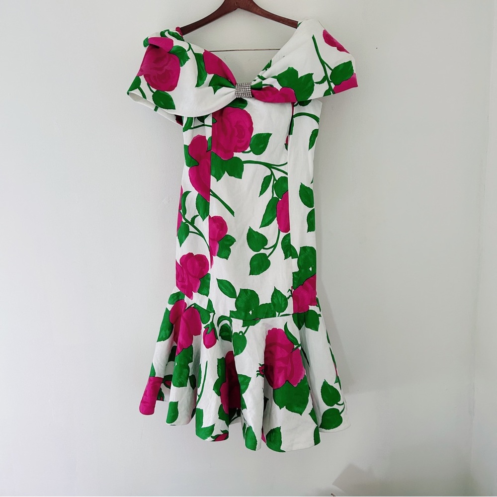Rare Vintage 80’s Evenings by Raul Blanco Floral Drop Waist Dress Sz 10